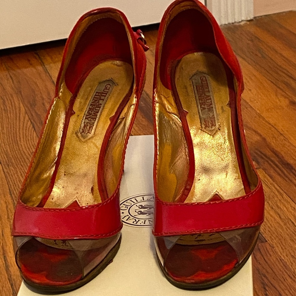 Guillaume Hinfray red open toe pumps SZ 401/10